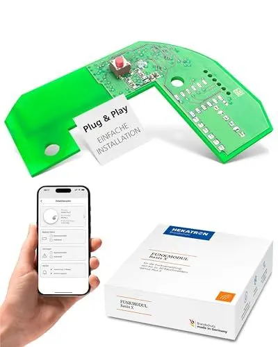 Produktbild: Hekatron Funkmodul Basis X für Hekatron Genius Plus X Rauchmelder – Anschluss von bis zu 30 Rauchwarnmeldern – mehrsprachig – 1 Stück