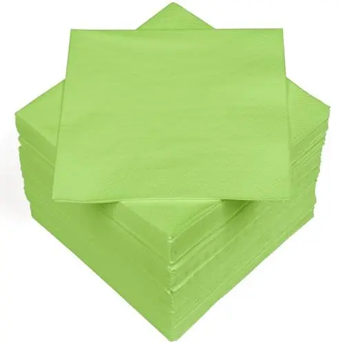 Produktbild: HEKU 100 einfarbige Servietten, 3-lagig, 33x33cm I Einheitliche Qualität für Veranstaltungen & Gastronomie I Praktische 5er-Packung I Hoch saugfähig und stilvoll, hellgrün
