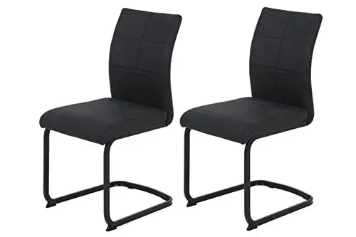 Produktbild: Hela Tische, 2er Set Esszimmerstuhl,Schwingstuhl Pia, Microfaser Anthrazit, Vierkantgestell Schwarz, ergonomische Lehne
