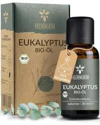 Produktbild: Heldengrün® BIO Eukalyptusöl (100% NATURREIN) - Natürliche Frische - Echtes Eukalyptus Öl für Aromatherapie & Kosmetik, Ätherisches Öl, Eucalyptus Oil