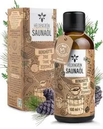 Produktbild: Heldengrün BIO Saunaaufguss Wald Berghütte (ECHTE BIO-ÖLE, 3 DÜFTE) - Saunaöl mit Zirbe, Tanne & Zedernholz - Natur Sauna Aufgussmittel mit ätherischem Bio-Öl