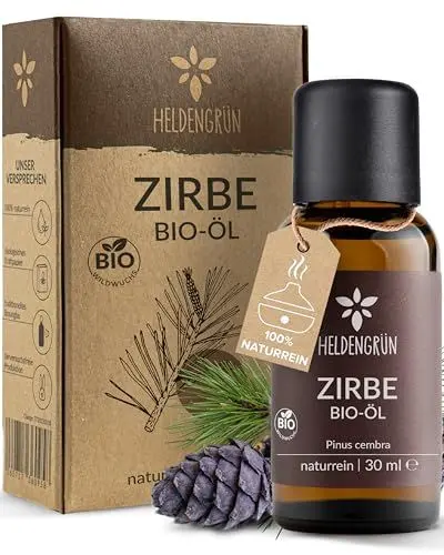 Produktbild: Heldengrün© BIO Zirbenöl (100% NATURREIN) - Echtes Zirben Öl - Alpen Wildwuchs aus Österreich - Zirbenöl Ätherisches Öl - Zirbenöl für Diffusor