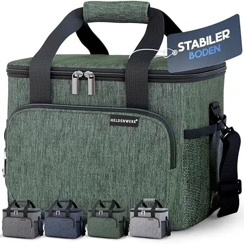 Produktbild: HELDENWERK Kühltasche Groß faltbar - Isolierte Kühlbox Thermotasche auslaufsicher & wasserdicht - Picknick Lunchtasche, Frühstückstasche, Thermo Tasche, Isoliertasche