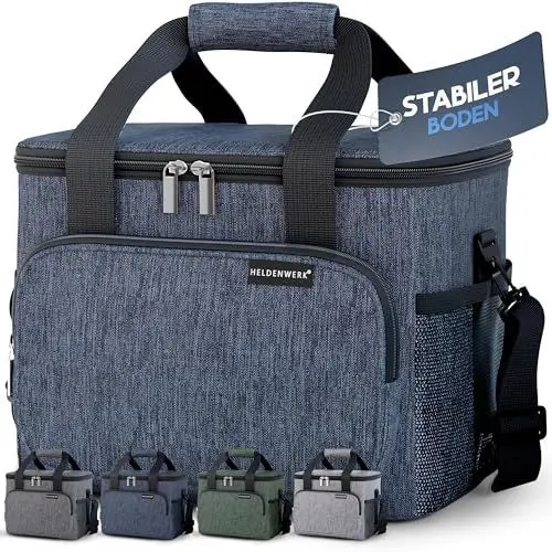Produktbild: HELDENWERK Kühltasche für Essen & Getränke - Isolierte Thermotasche auslaufsicher & wasserdicht - Frühstückstasche, Picknick Lunchtasche, Thermo Tasche navyblue