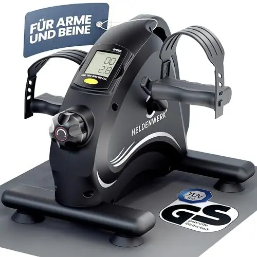 Produktbild: HELDENWERK Pedaltrainer Basic Set - TÜV/GS geprüft inkl. Befestigungsgurt & Anti-Rutschmatte - Arm- und Beintrainer für Zuhause - Senioren Pedal-Trainer, Heimtrainer