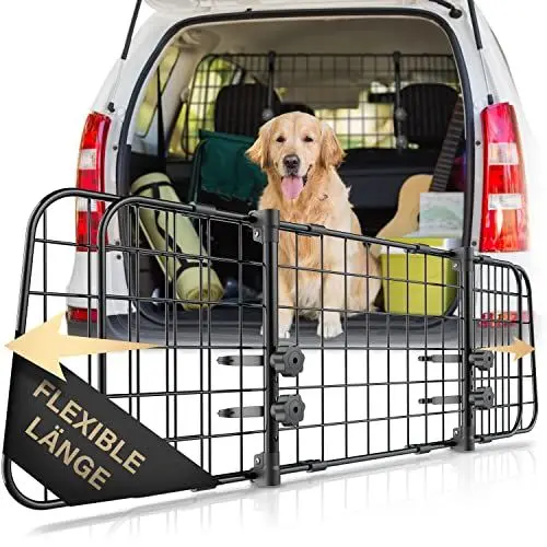 Produktbild: HELDENWERK Universal Kofferraum Trenngitter für Hunde - Auto Hundegitter zum Transport für deinen Hund - Schutzgitter mit Kopfstützen-Befestigung - Stufenlos verstellbares Kofferraumschutz Gitter