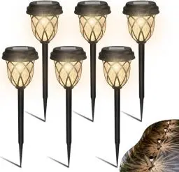 Produktbild: HELESIN Solarlampen für Außen Garten, 6 Stück Solarleuchten Garten Außen Wasserdichte, LED Solar Gartenleuchten Dekoration für Gärten, Wege, Rasenflächen, Gewächshäuser und Terrassen (Warmweiß)