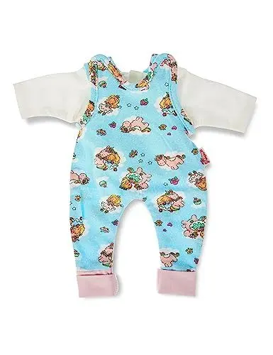 Produktbild: Heless 1085 - Bekleidungs-Set für Puppen im Einhorn Emil und Fee Emma Design, 2 teilig mit Strampler mit T-Shirt, Größe 28 - 35 cm