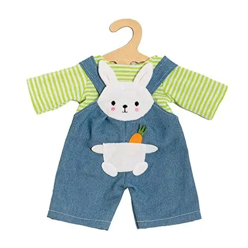 Produktbild: Heless 1316 - Puppenkleidung im Design Bunny Lou, 2 teiliges Set mit Latzhose und Ringelshirt für Puppen und Kuscheltiere der Größe 28-35 cm