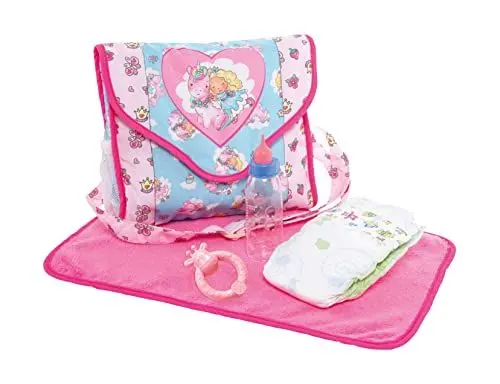 Produktbild: Heless 978 - Zubehör für Puppen, Wickeltasche im Design Einhorn Emil und Fee Emma mit viel Zubehör