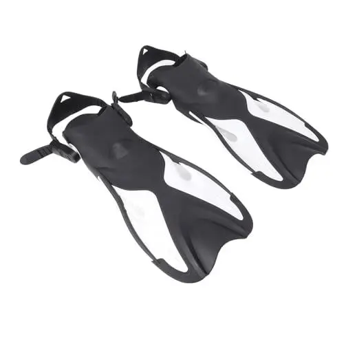 Produktbild: 1 Paar Schwimmflossen aus PP und TPR, Leichte, rutschfeste Tauchflossen Männer und Frauen (Schwarz-Weiss)