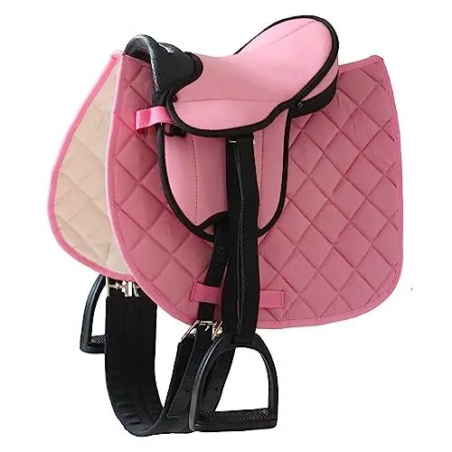 Produktbild: Helga Kreft 50088 Sattelset für Gartenpferd für Susi + Tamme, Sattel rosa und Schabracke mit Karosteppung, 28 x 35 x 31 cm