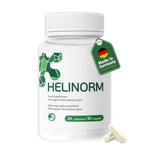 Produktbild: HELINORM Pylopass Lacobacillus reuteri gegen helicobacter pylory infektion | L-Reuteri-Nahrungsergänzungsmittel | Nützliche Bakterien | Verdauung verbessern | Gesunder Darm | 30 kapseln
