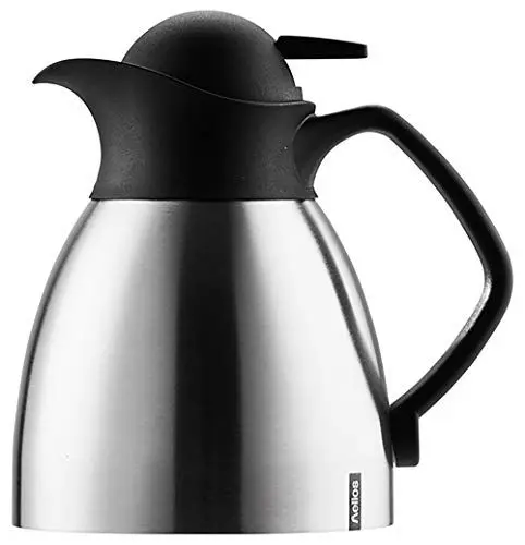 Produktbild: Helios Enduro Push Edelstahl-Isolierkanne 0,6L – 6h Heiß - Hält Getränke heiß & kalt - Robust & bruchsicher - Einfache Einhandbedienung - BPA-frei, Matt