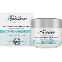 Produktbild: Heliotrop Anti-Aging Nachtpflege für jeden Hauttyp, Vegane Naturkosmetik, Regeneriertes und geglättetes Hautbild, Multi-Perform Nachtcreme mit natürlicher Hyaluronsäure, Active Hyaluron, 1 x 50 ml