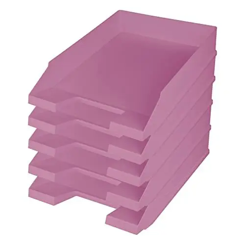 Produktbild: helit H2661628 - Briefablage the green staff, DIN A4-C4, 5 Stück, pink, Ablagefächer stapelbar aus recyceltem Kunststoff, Blauer Engel zertifiziert