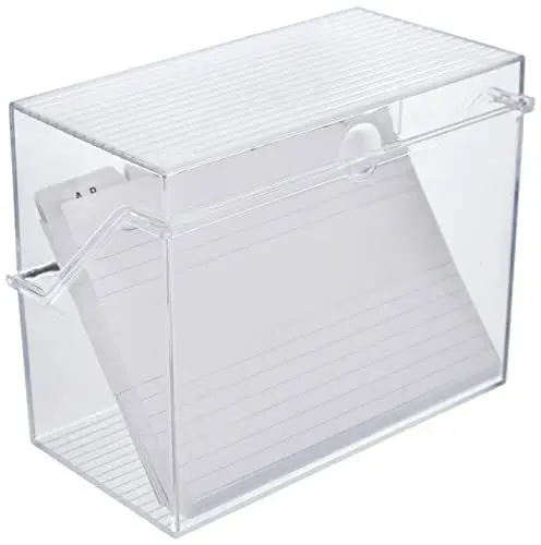 Produktbild: helit H6114602 - Karteikarten Box „the index“ DIN A6 quer, inkl. 50 Karteikarten und Register, Kleinkartei glasklar