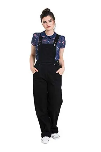 Produktbild: Hell Bunny Damen Latzhose Elly May Denim Dungarees 5474 (XL, Schwarz)