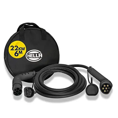 Produktbild: HELLA 8KE 358 255-051 Typ 2 Ladekabel für EV Elektroautos und Plug-in Hybrid - Mode 3-22 KW - 32 A - dreiphasig - 6 Meter - schwarz
