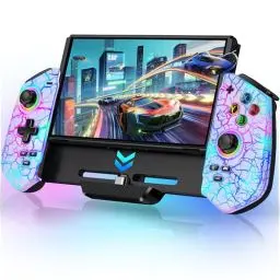 Produktbild: HELLCOOL Hall-Effekt Switch Controller, Plug&Play Handheld Switch Pro Controller für Switch/OLED Konsole, Switch Controller mit Präzise Joystick, Cooles RGB-Licht Look, 4xSpiele Karten Slots