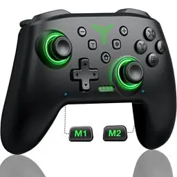 Produktbild: HELLCOOL Switch Controller, Pro Controller Switch mit Präzise Bewegungssteuerung/Dual Vibration/Turbo/Macro/Aufweckenfunktion, Cooles LED Licht Switch Controller für Switch/Lite/OLED