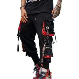 Produktbild: Hello MrLin Herren Techwear Hosen Hip Hop Jogger Cargo Pants Baggy Streetwear Punk Hose Men