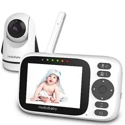 Produktbild: HelloBaby Babyphone mit Kamera, ferngesteuertes Schwenk-Neige-Zoom Video Babyphone und 3,2'' IPS Bildschirm, 2 Wege Audio, Infrarot Nachtsicht, VOX Modus, kein WiFi und Mehrsprachig