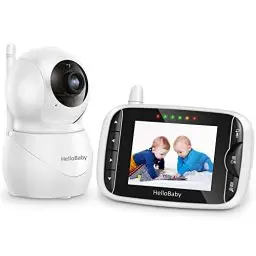 Produktbild: HelloBaby Monitor mit Kamera und Audio, IPS-Bildschirm LCD-Display Video-Baby-Monitor Keine WiFi Infrarot-Nachtsicht, Temperatur, 8 Sprachen, Lullaby, Zwei-Wege-Audio-und VOX-Modu (HB66pro) 720p