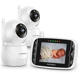 Produktbild: HelloBaby Monitor mit Kamera und Audio, IPS-Bildschirm LCD-Display Video-Baby-Monitor Keine WiFi Infrarot-Nachtsicht, Temperatur, 8 Sprachen, Lullaby, Zwei-Wege-Audio-und VOX-Modu