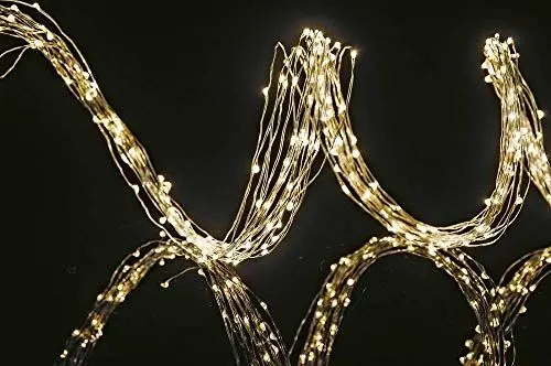 Produktbild: hellum Girlande Weihnachten beleuchtet mit 196 warmweißen LED, LED Girlande mit Timer und Trafo für außen mit 12 Strängen je ca 5m, Zuleitung 2m, Tauperlen <59lm 577464