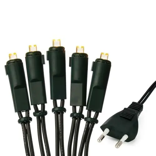 Produktbild: hellum LED-Lichterkette innen, 220V strombetrieben Lichterkette warm-weiß, 20er LEDs, beleuchtete Länge 2,85m, Kabel grün Wohnzimmer Dekoration Weihnachtsbaum IP20 Stecker für Innen 150285