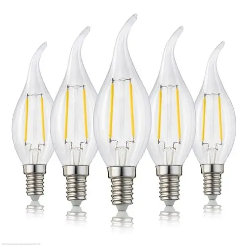 Produktbild: hellum LED Glühbirne E14 5er Set, kerzenform, Kerzen-Windstoß Glühbirne E14 LED Glühlampe warmweiß, 250 Lumen, Leuchtmittel 2,5W, entspricht 25-Watt Kerzenbirnen, 2700 Kelvin klar 207309