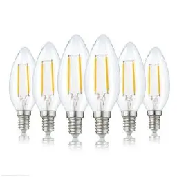 Produktbild: hellum LED Lampen E14 warmweiß, 6 Stück, klare LED Glühbirne Kerzenform als Ersatz für Glühbirne 25 Watt, Helligkeit 250 Lumen, 2700 Kelvin LED E14 warmweiß 220162