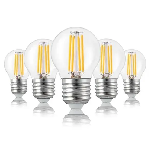 Produktbild: hellum e27 LED Birne Tropfen, Glühbirne e27 4,5 W, LED Leuchtmittel e27 klar, 470 Lumen e27 LED warmweiss Glühbirne, 5er Set mini Kühlschrank Glühbirne e27, Glühlampe warmweiß, e27 mini Globe, 220438