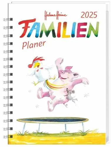 Produktbild: Helme Heine: Familienplaner-Buch A5 2025: Familienkalender mit 5 Spalten. Liebevoll illustrierter Buch-Kalender mit Einstecktasche und Schulferien. ... mit 160 Seiten. (Helme Heine Kalender Heye)