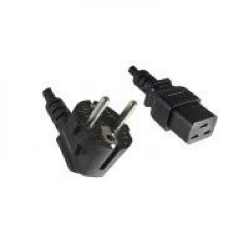 Produktbild: Helos Netzanschlusskabel, Schutzkontaktstecker 90° auf C19, schwarz, 3,0m