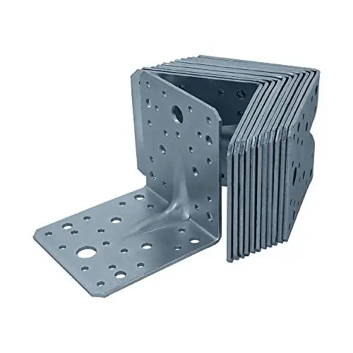 Produktbild: HELPMATE Winkelverbinder mit Sicke 100x100x90 mm, galvanisch verzinkt, blau passiviert, Holzverbinder 12 Stück, Silber, 8099978