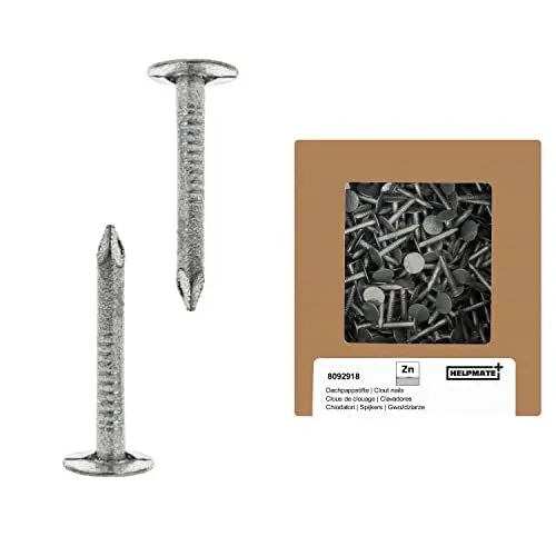 Produktbild: HELPMATE – Dachpappennägel 2,0x16 mm mechanisch verzinkt – 400g Dachpappstifte Typ B – Dachpappnägel DIN 1160 B – Dachnägel ideal für Dachpappe, Kunststoffplanen & Schiefernplatten