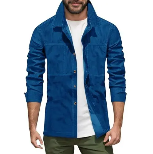 Produktbild: Hemd Grün Slim Fit Herren Leinen T Shirt Tunika Hemdjacke Business Beerdigung Kleidung Anzughemd Weiss Blau 3XL