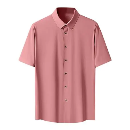 Produktbild: Hemd Herren Kurzarm Hemden Sommer Herrenhemden Einfarbig Freizeithemden Basic Kurzarmhemden Leichtes Sommerhemd Oversized Shirt Unbedruckt Oberteile Sale Angebote Rot 4XL