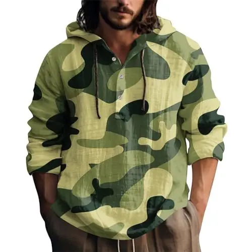 Produktbild: Hemd Herren Langarm Herren Pullover Sommer Kapuzenpullover für Jungen Motorrad Hoodie Herren Sweatshirt Herren leicht Hoodie Batik Pullover Kapuze Activewear für Herren Hoody männer