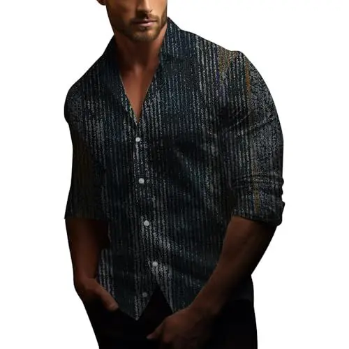 Produktbild: Hemd Herren Langarm Knitterfreie Hemden ohne Tasche für Männer Bügelfrei Anzug Business Herren Henley Shirt Polo Langarmshirt Herren Baumwolle Langärmliges Tshirt HerrenHerren Oberteile