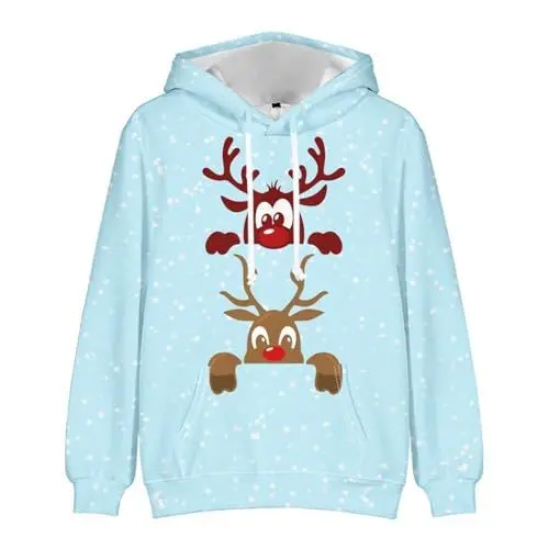 Produktbild: Hemd Weihnachten Herren, Hoodie Herren Schwarz, Geschenke Für Boyfriend, Kuschelsocken Weihnachten Herren Herren Weihnachtsshirt, Sweatshirt Herren Mit Reissverschluss