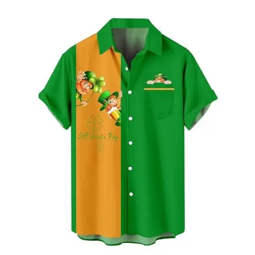 Produktbild: Yowablo Herren Hemden Kurzarm Hemden für Herren, kurzärmelig, lässig, Button-Down-Strand-Blumenhemd Oberteil Sommer Kurzarmhemd (D-Yellow, XXXXXL)