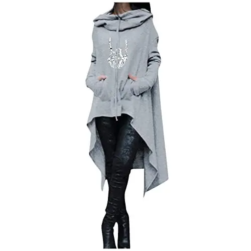 Produktbild: Hemde Weiblich Taillierte Hoodie mit Kapuze Entwürfe Shirt Women's Grafisches Datum Polyester Bequemer Langen ärmeln Herbste Lang Faltenrock