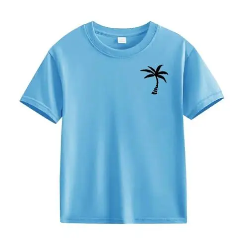 Produktbild: Hemden Für Mädchen Einfache Blumendruck Lose T Shirt Kurze ärmel Bequeme Einfarbige Kleidung Großzügige Klamotten Teenager Tops Basic Lässig Sportshirt Rundhals Lässige (e-Sky Blue, 10-11 Years)