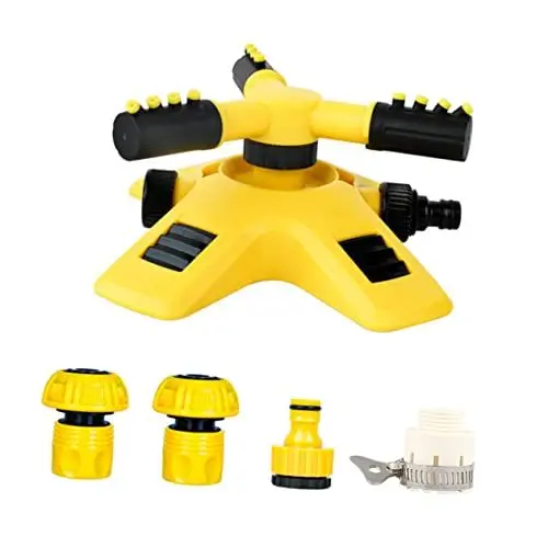 Produktbild: Hemobllo 1 Satz Rotary Sprinkler Set Garten Sprinkleranlage Rechts Nebel Pflanzenbewässerungsgeräte Werkzeug Rotierender Sprinkler für den Garten Verstellbarer Rasensprenger Plastik Gelb