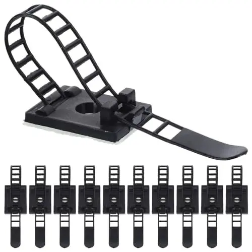 Produktbild: Hemobllo 25 Stk Kabelklemme Kabelbinder Gerätekabelhalter Selbstklebender Netzkabelhalter Schreibtisch-draht-organizer Kabelclips Kabelorganisator Nylon Einstellbar Verdrahtung Büro