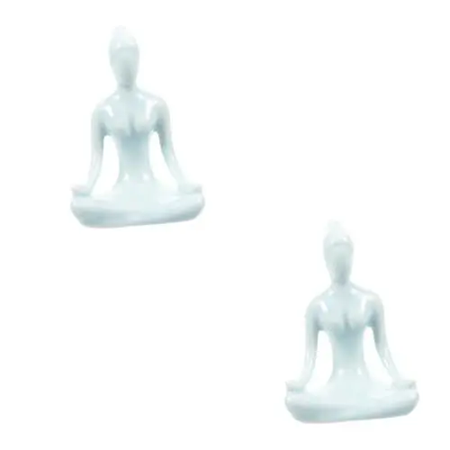 Produktbild: Hemobllo 2St Yoga-Ornamente yogakissen meditationskissen Yoga Geschenk Yoga minimalistische Wohnkultur Yoga-Pose-Statue Keramikhandwerk Zen Kunsthandwerk Zubehör schmücken Porzellan