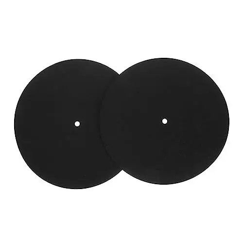 Produktbild: Hemobllo 2 Stück Grammophon-Schallplattenmatte Roter Filz Vinyl-Schallplatte Rotes Zubehör Disc-Matte Premium-Plattenspieler-Schallplattenmatten Schwarze Disc-Schutzmatte